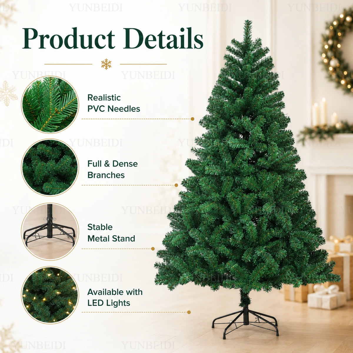 Détail des branches du sapin de Noël artificiel
