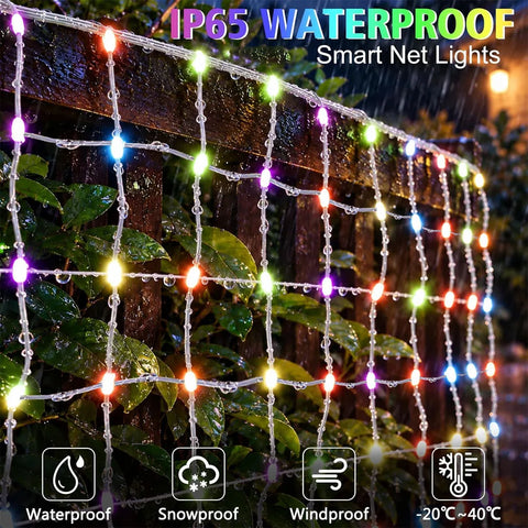 Détail des LED de la guirlande filet
